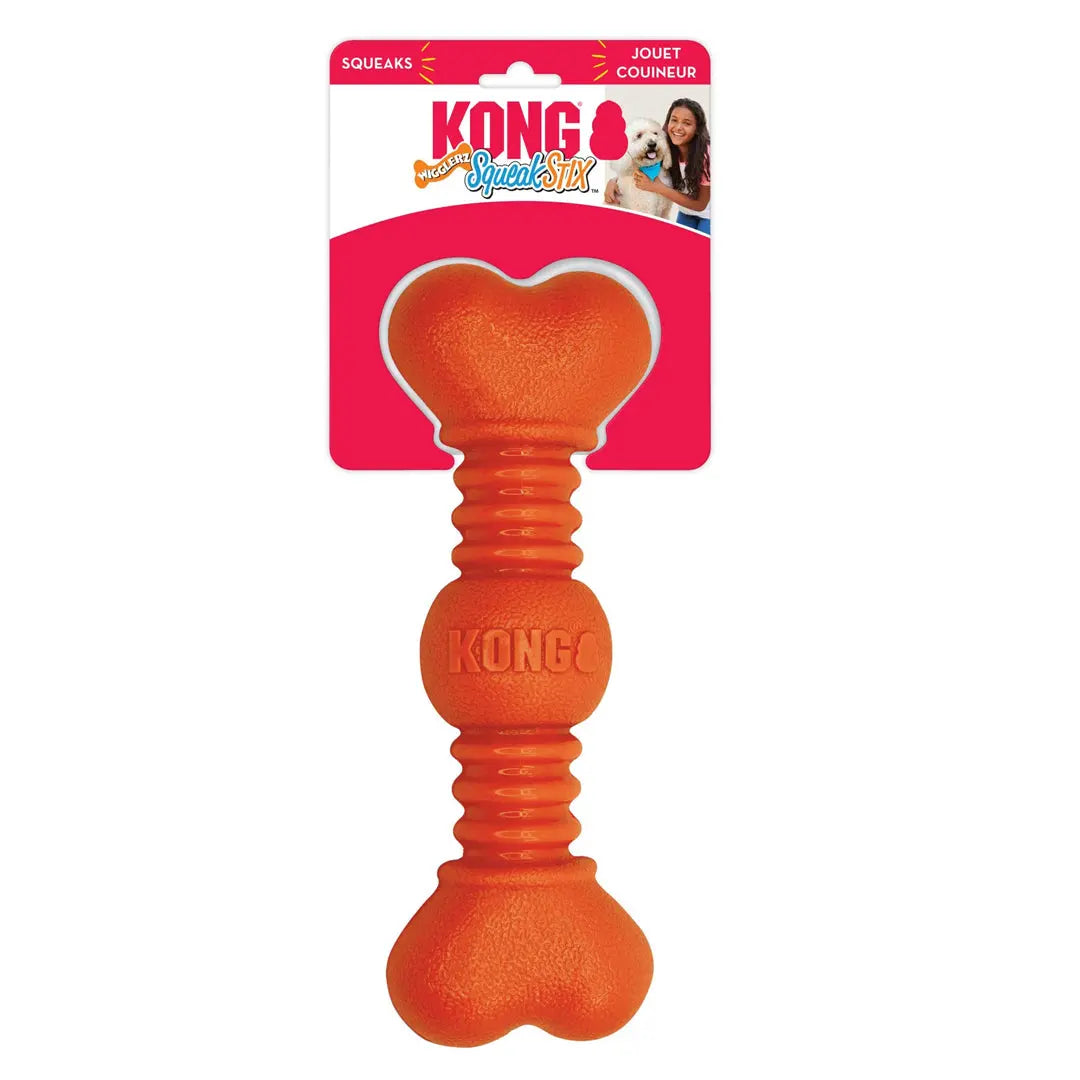 KONG SqueakStix Wigglerz Dog Toy Orange LG (2 pack) Kong