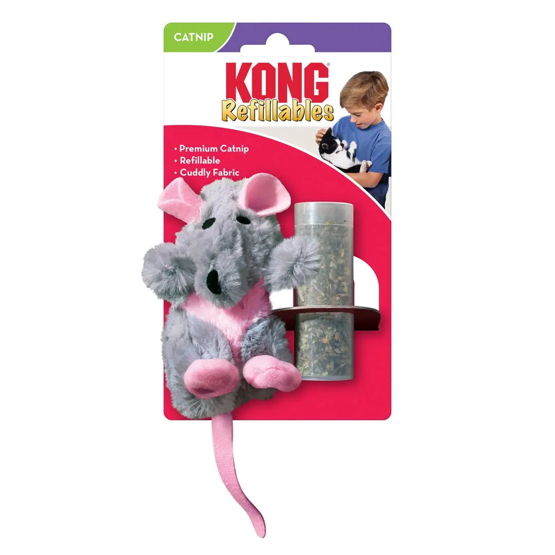KONG Refillable Feather Rat Catnip Cat Toy Grey 1ea/One Size Kong