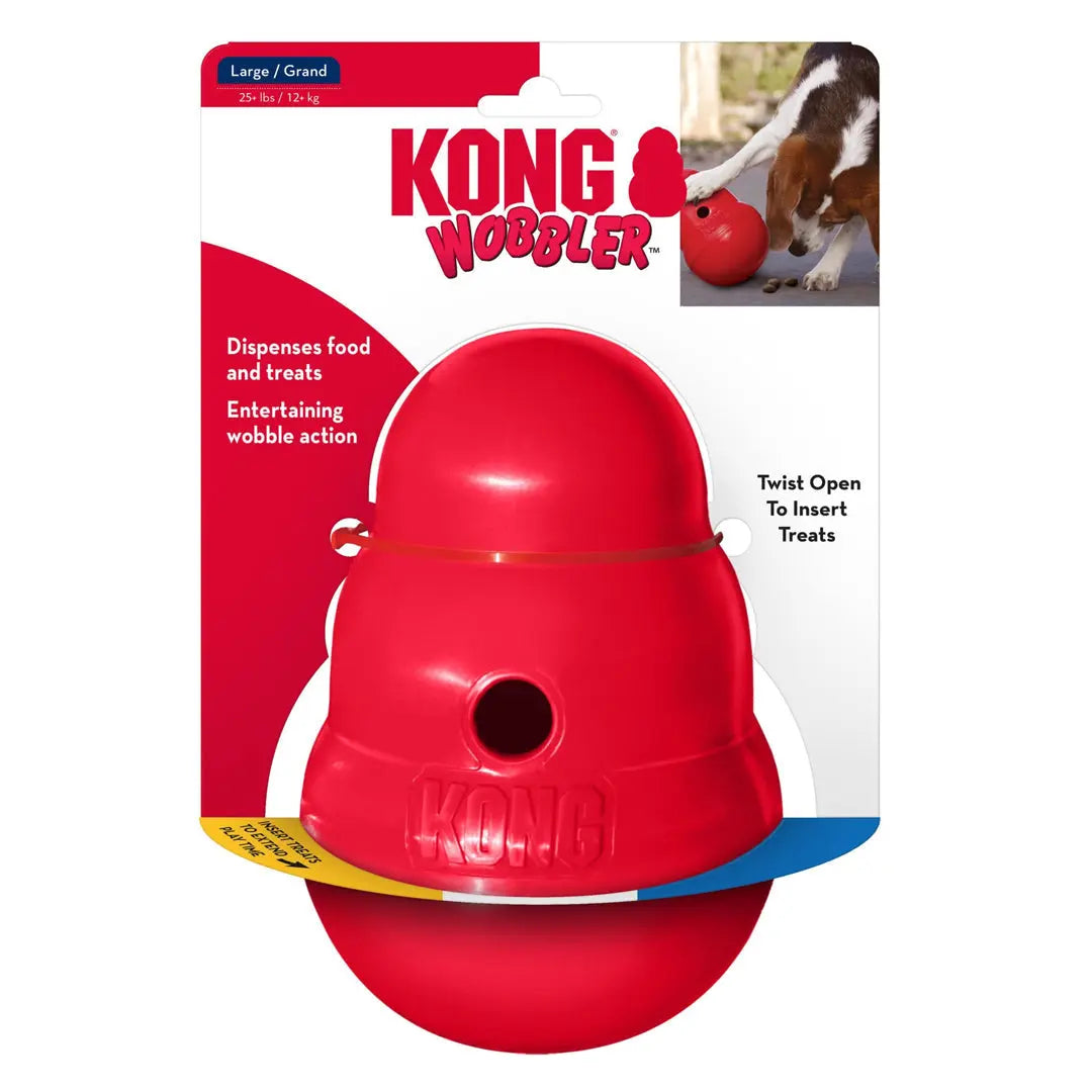 KONG Wobbler Food and Treat Dispenser Dog Toy Red 1ea/LG Kong
