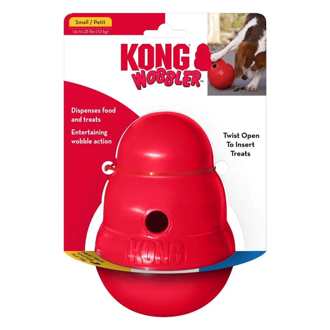 KONG Wobbler Food and Treat Dispenser Dog Toy Red 1ea/SM Kong