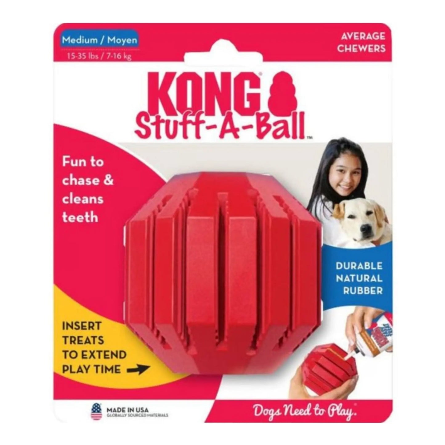 KONG Stuff-A-Ball Dog Toy Red 1ea/MD Kong