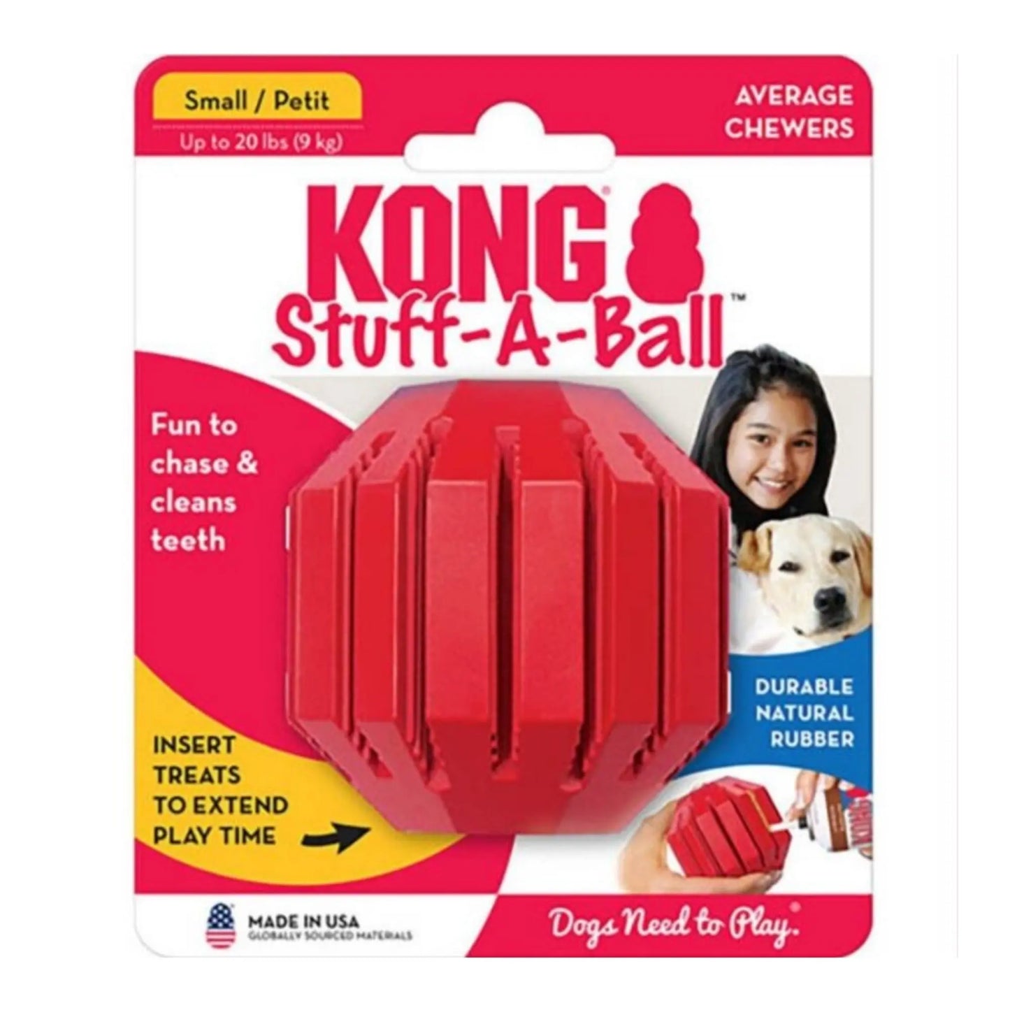 KONG Stuff-A-Ball Dog Toy Red 1ea/SM, 2.5 in Kong