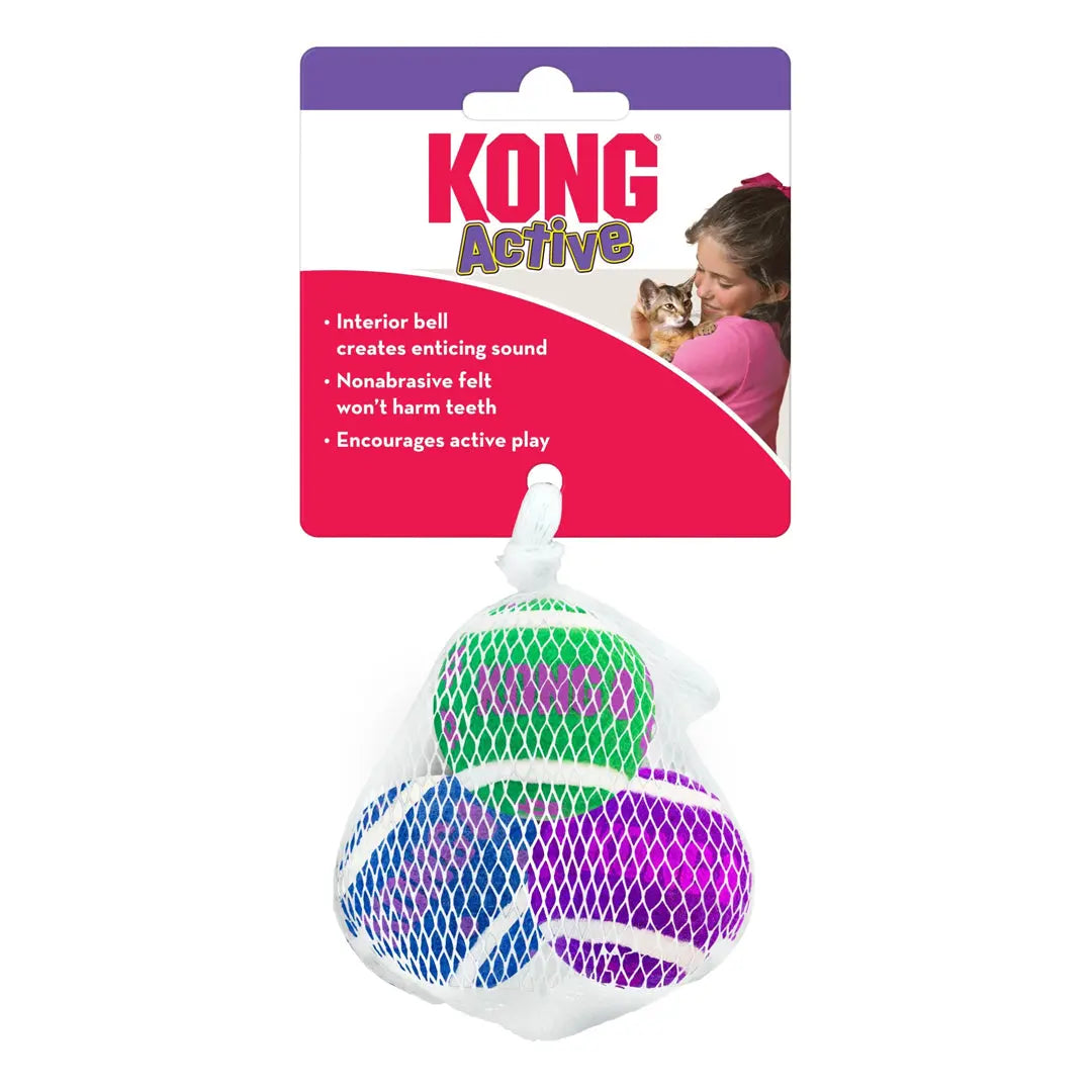 KONG Tennis Ball with Bells Cat Toy Multi-Color 1ea/One Size Kong