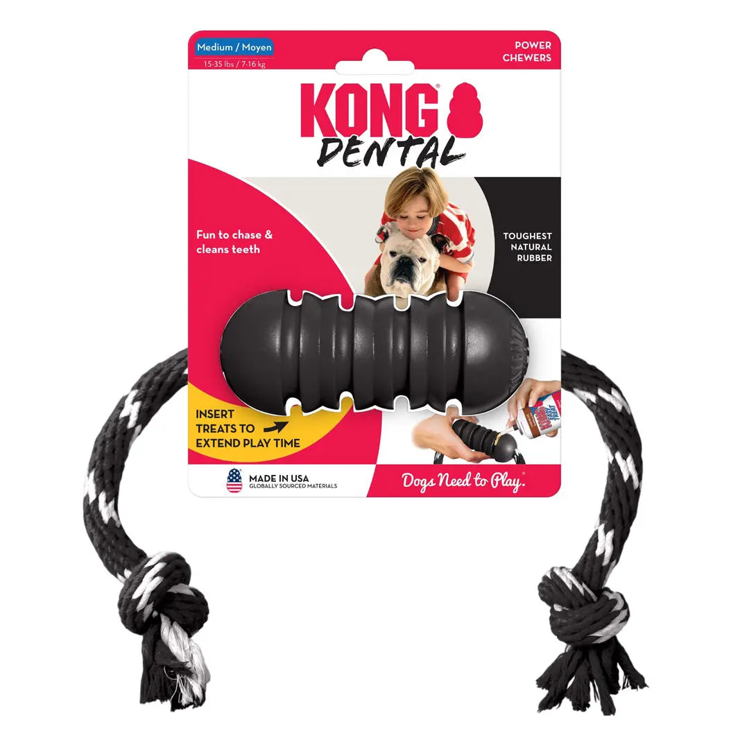 KONG Extreme Dental with Rope Dog Toy Black 1ea/MD Kong