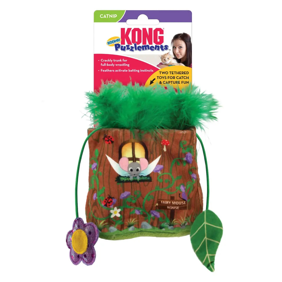 KONG Cat Puzzlements Hideaway Cat Toy Brown/Green 1ea Kong