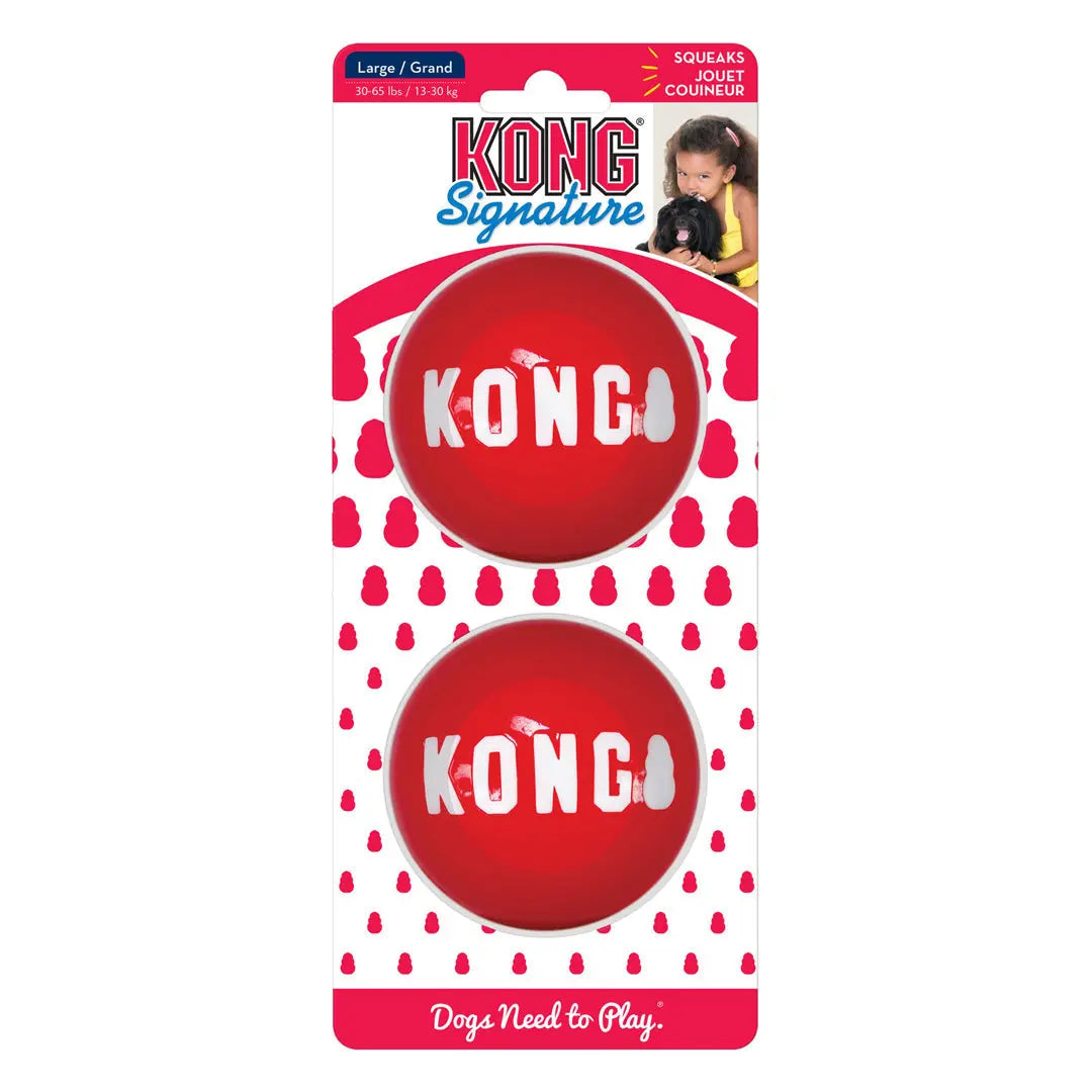 KONG Signature Ball Dog Toy Red 1ea/2 pk, LG Kong