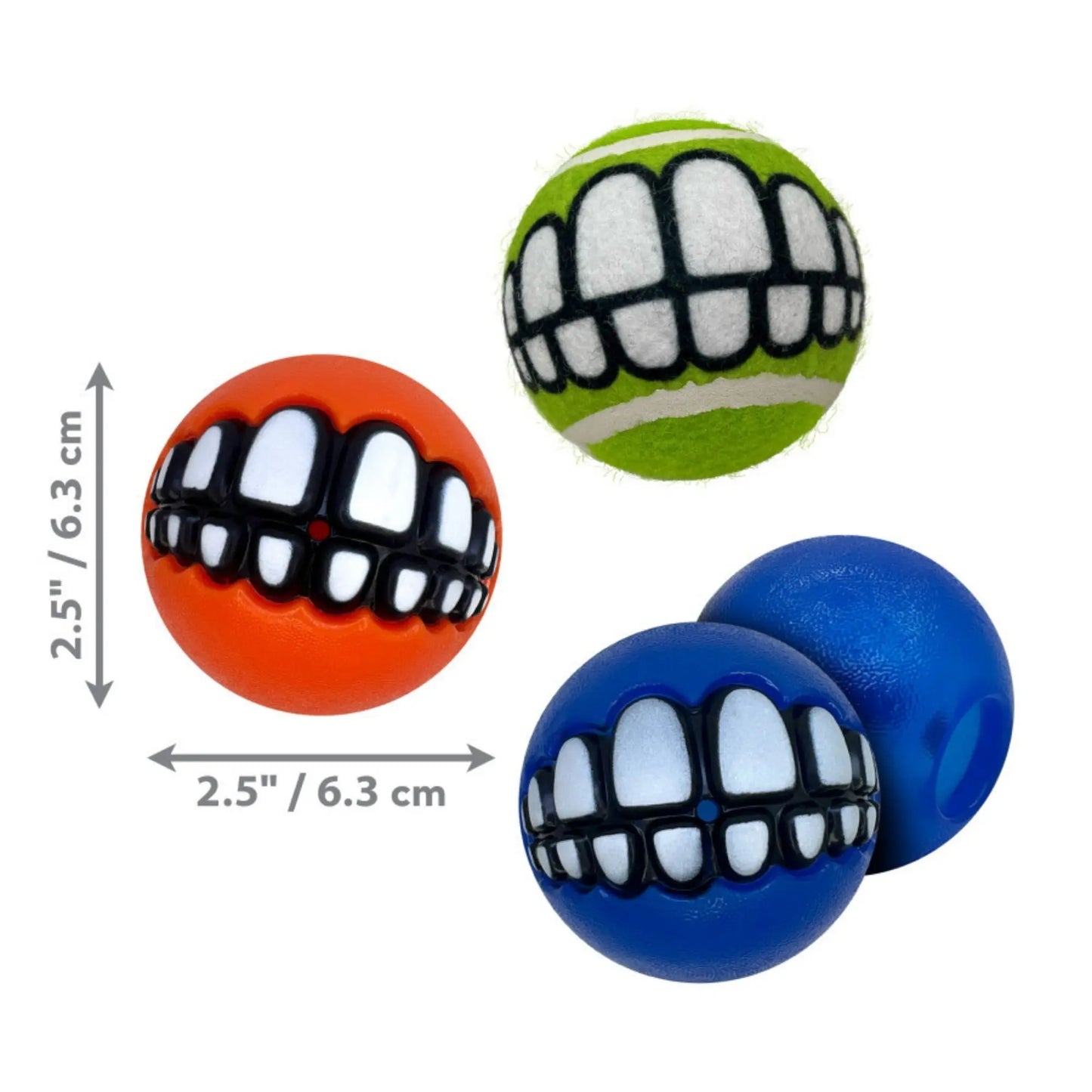 KONG Grinz by Rogz Variety Ball Dog Toys 1ea/MD, 3 pk Kong