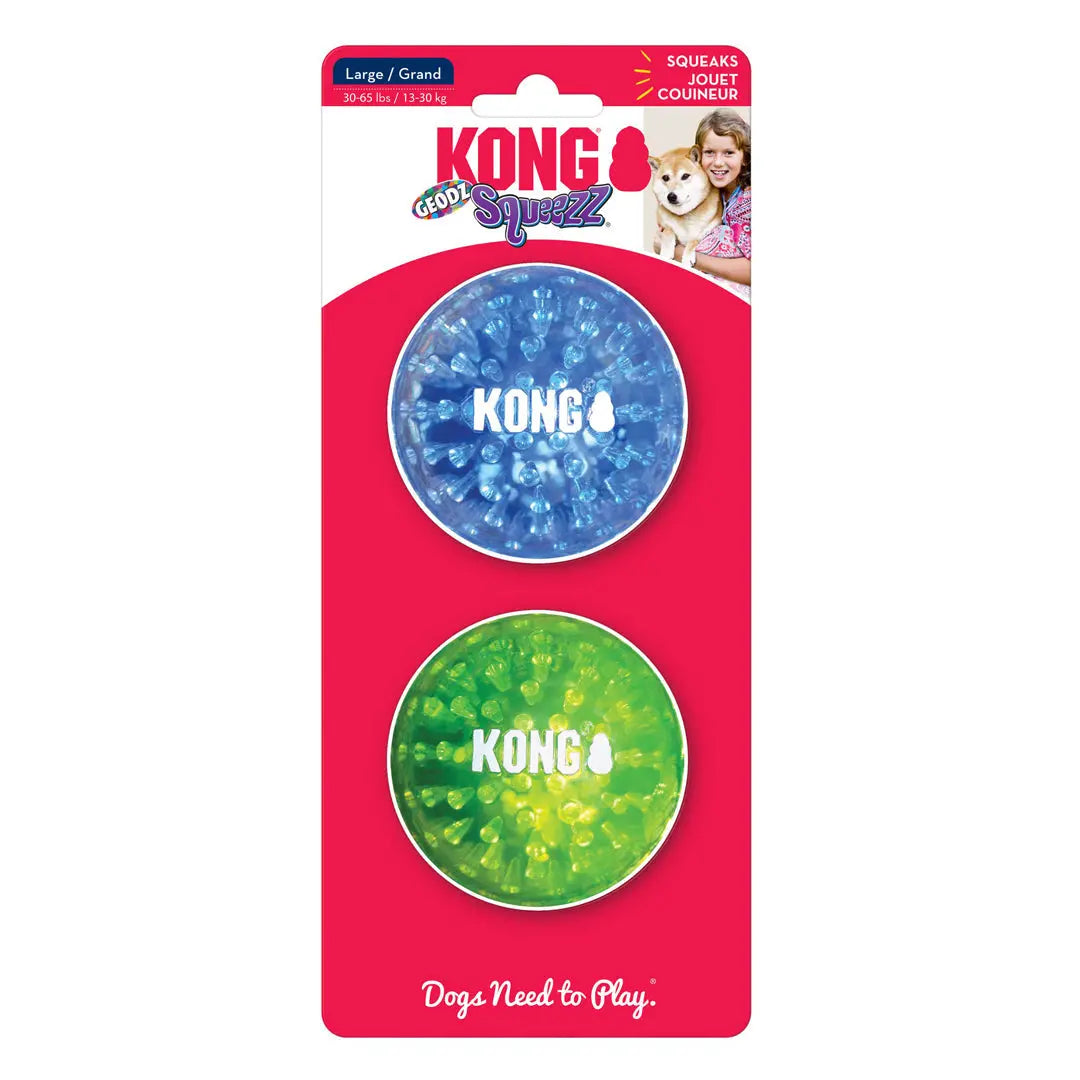 KONG Squeezz Geodz Squeaker Ball Dog Toy Assorted 1ea/LG, 2 pk Kong
