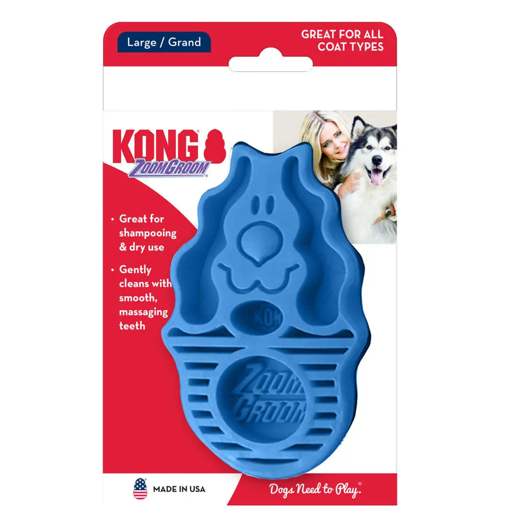 KONG Zoomgroom Rubber Dog Brush Boysenberry 1ea/LG Kong