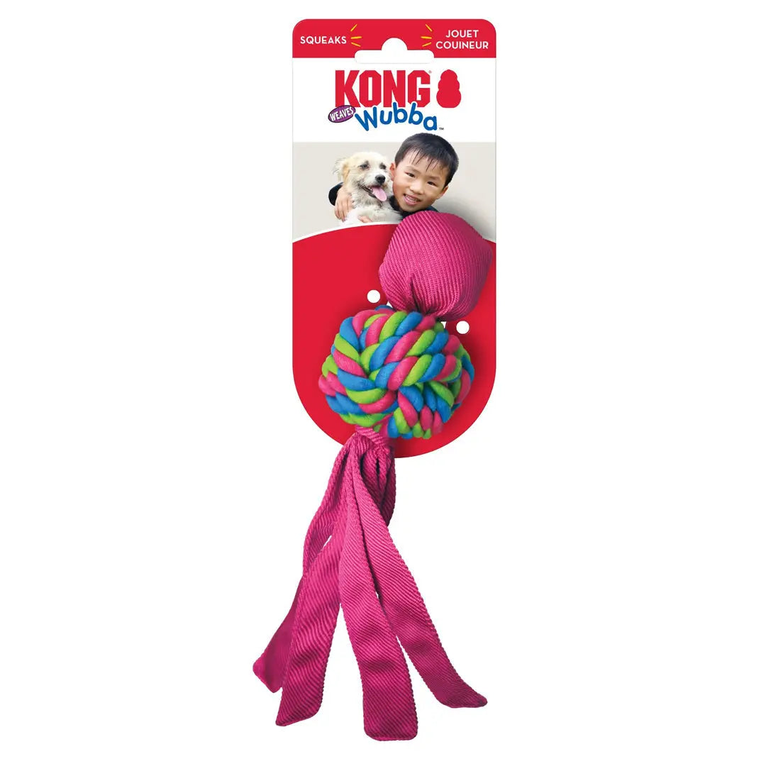 KONG Wubba Weave Twist-Knot Dog Toy Assorted 1ea/SM Kong