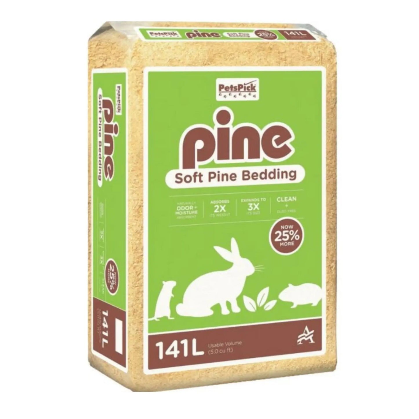 Pets Pick Kiln Dried Soft Pine Bedding Pine 141 L Pet Pick