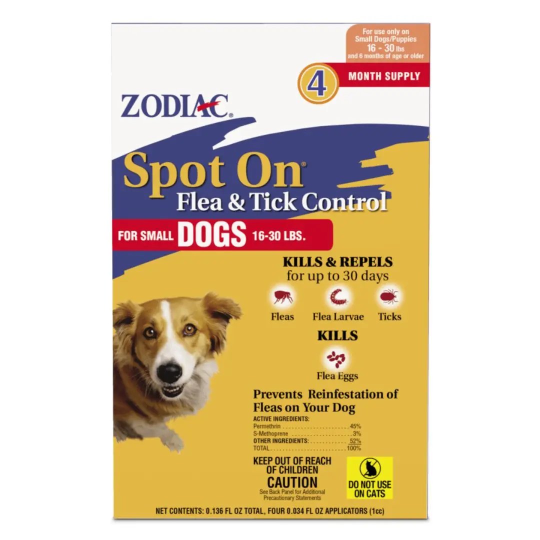 Zodiac Spot On Flea Tick Control 1ea/SMall Dogs 1630 lb, 4 pk Zodiac