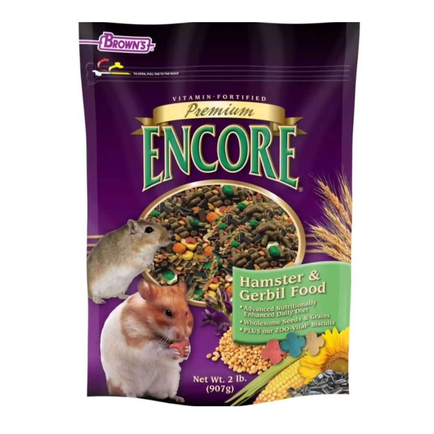 Encore Premium Hamster & Gerbil Food 2 Lb Brown's