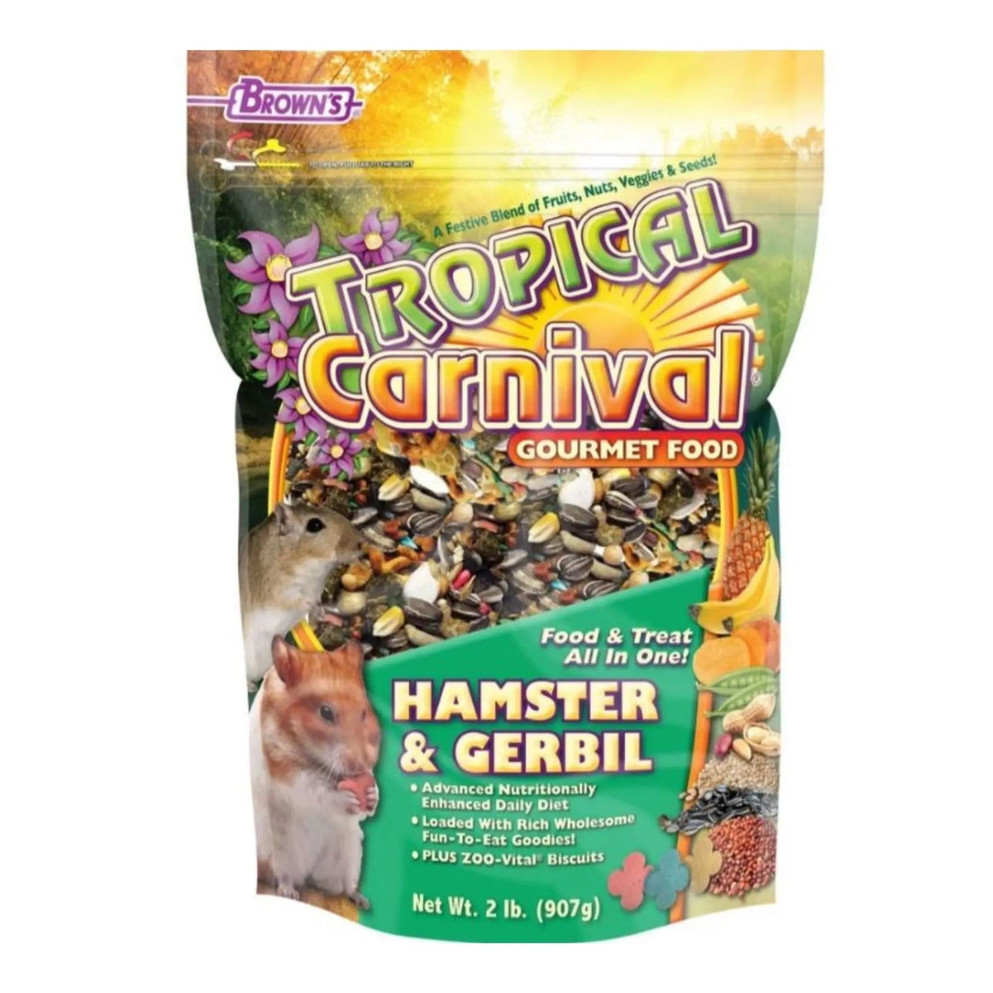 Tropical Carnival Gourmet Hamster & Gerbil Food 2 Lb Brown's
