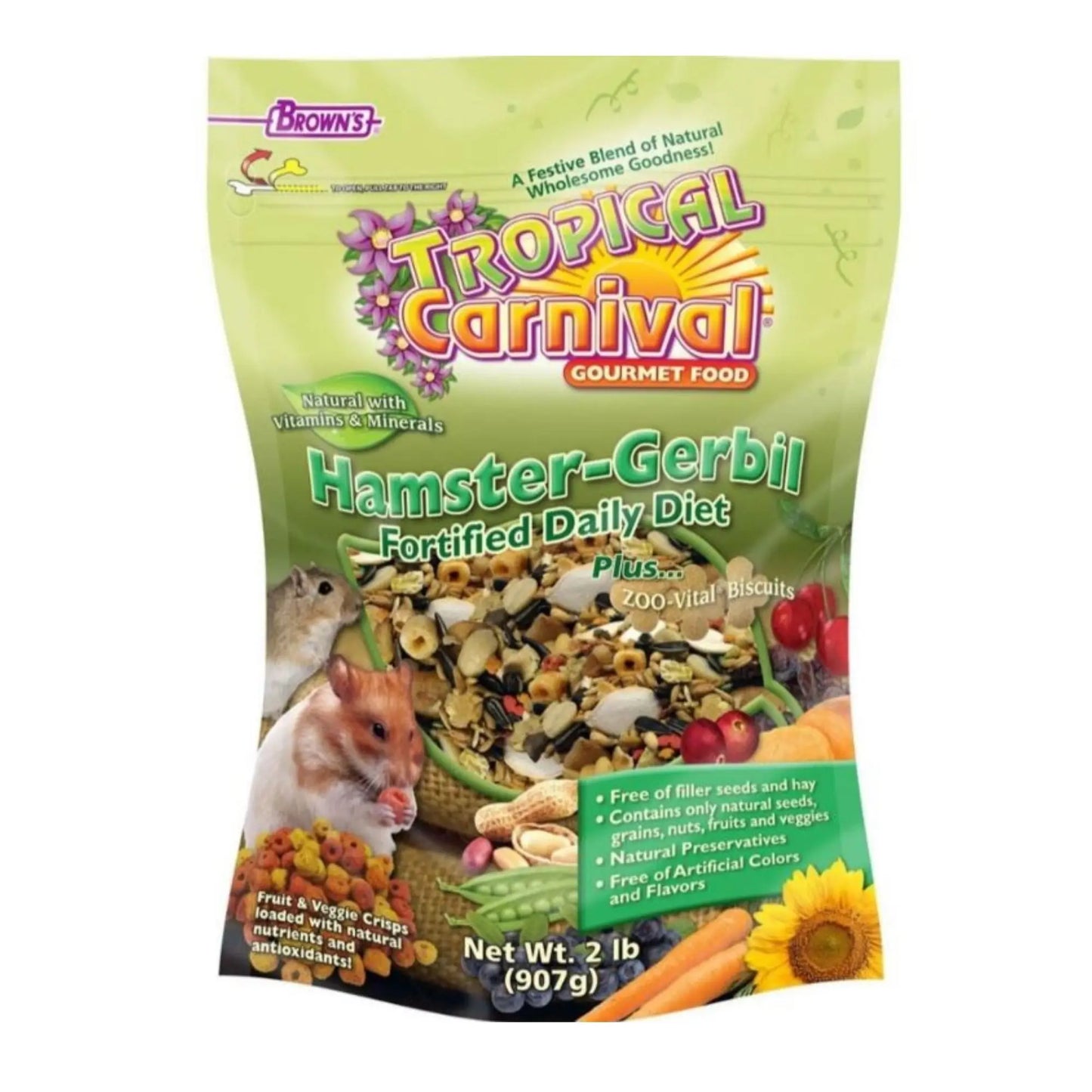 Tropical Carnival Natural Hamster & Gerbil Food 2 Lb Brown's