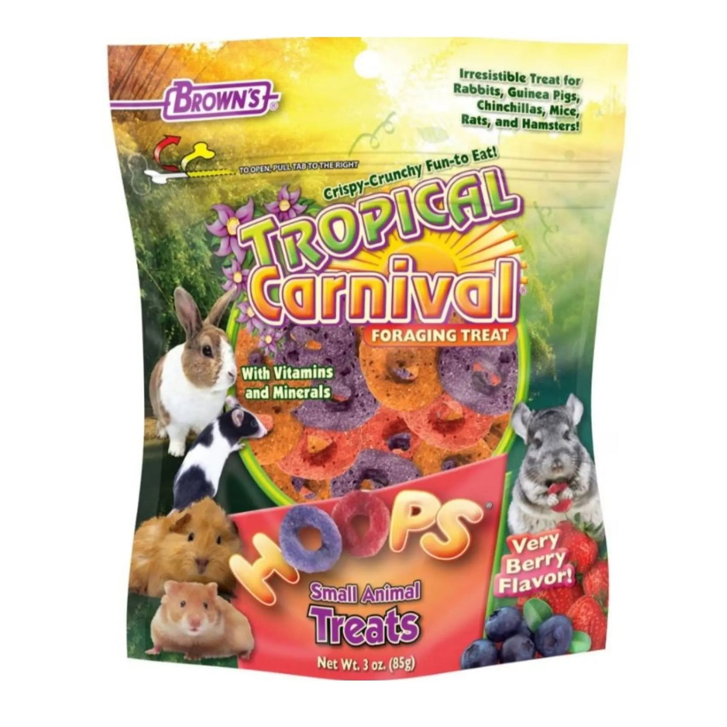 Tropical Carnival Hoops Small Animal Treats 3oz. Brown's