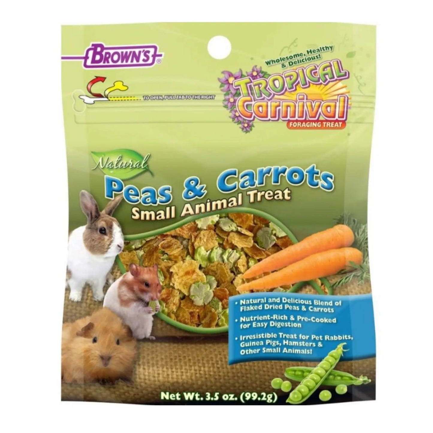 Tropical Carnival Natural Small Animal Treat Peas/Carrots 3.5oz. Brown's