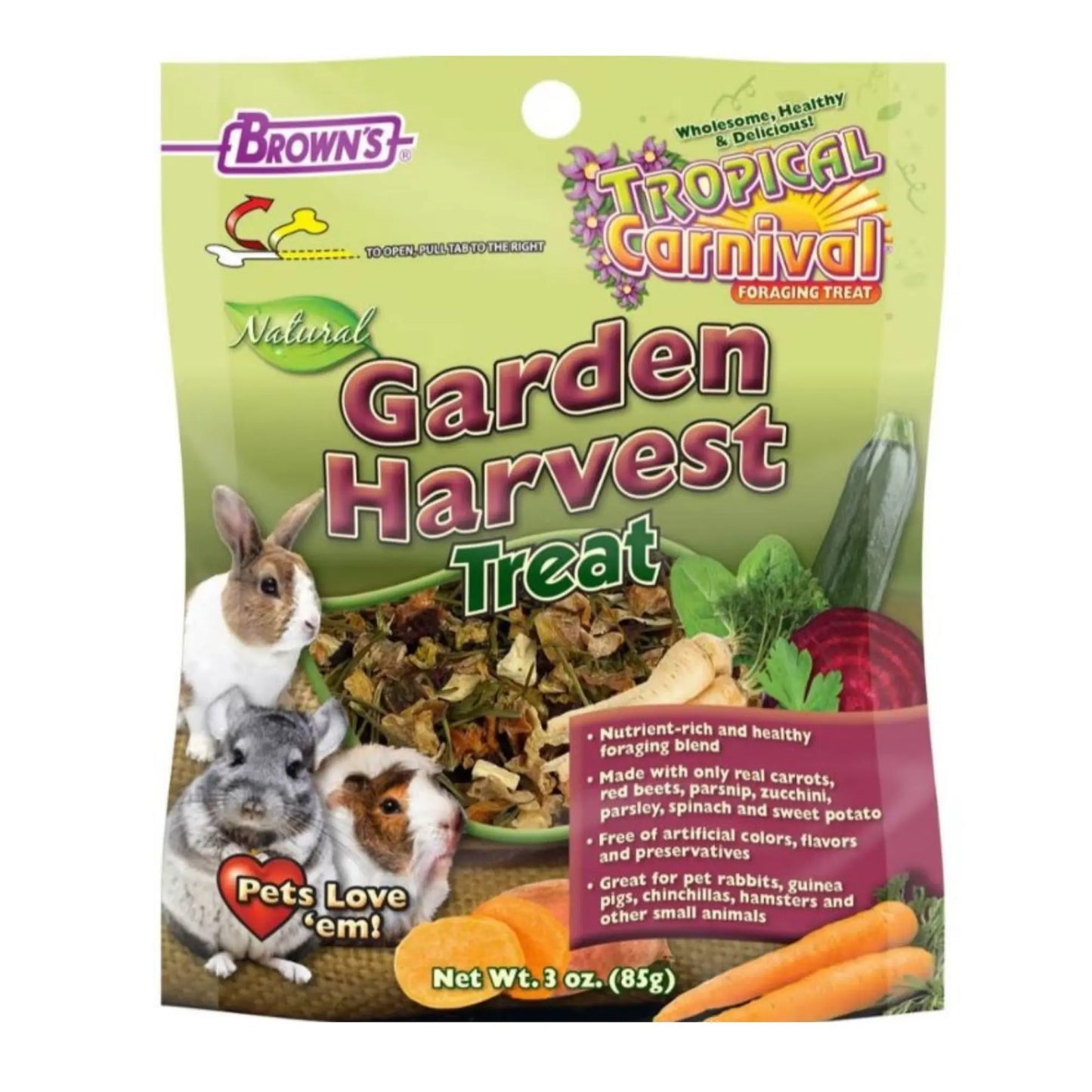 Tropical Carnival Natural Small Animal Treat Garden Harvest 3oz. Brown's