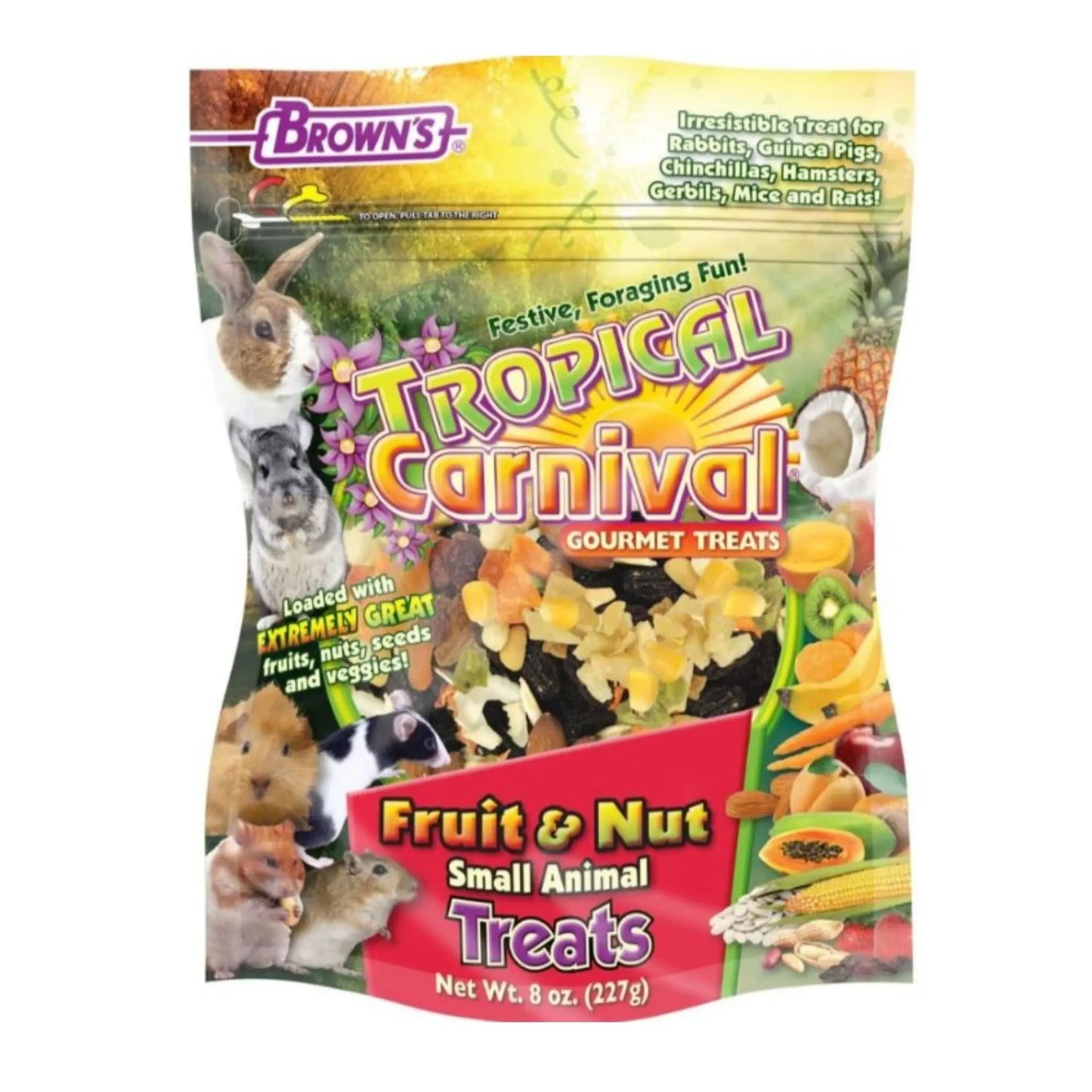 Tropical Carnival Fruit & Nut Small Animal Treats 8oz. Brown's