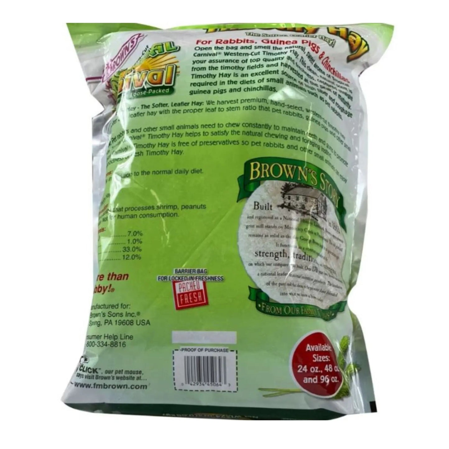 Tropical Carnival Natural Timothy Hay 24oz. Brown's