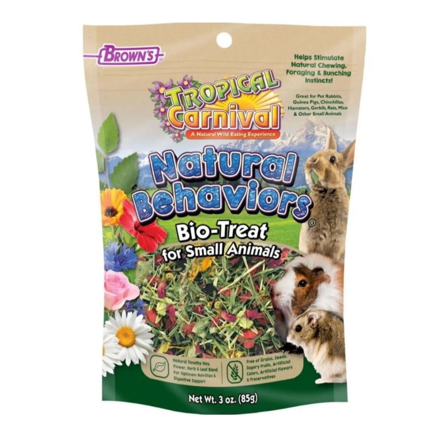 Tropical Carnival Natural Behaviors S.A. Treats 3oz. Brown's