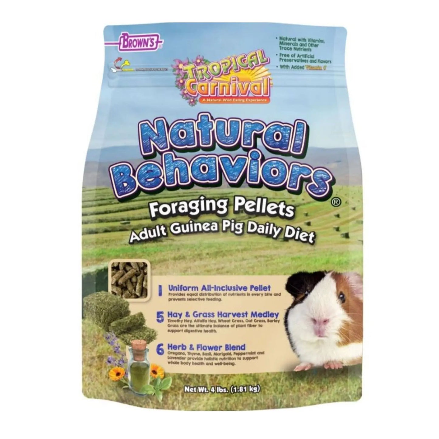 Tropical Carnival Foraging Pellets Guinea Pig Food 4 Lb Brown's