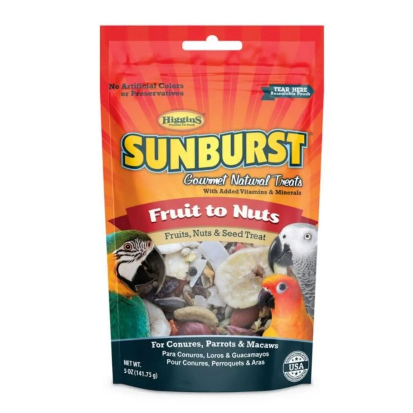 Sunburst Gourmet Natural Avian Treat Fruit To Nuts 5oz. Higgins