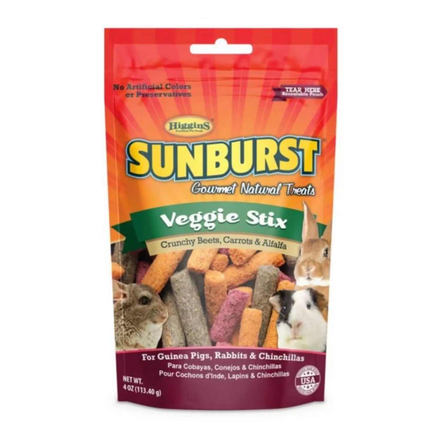 Higgins Sunburst Gourmet Natural Small Animal Treat Veggie Stix 4oz. Higgins