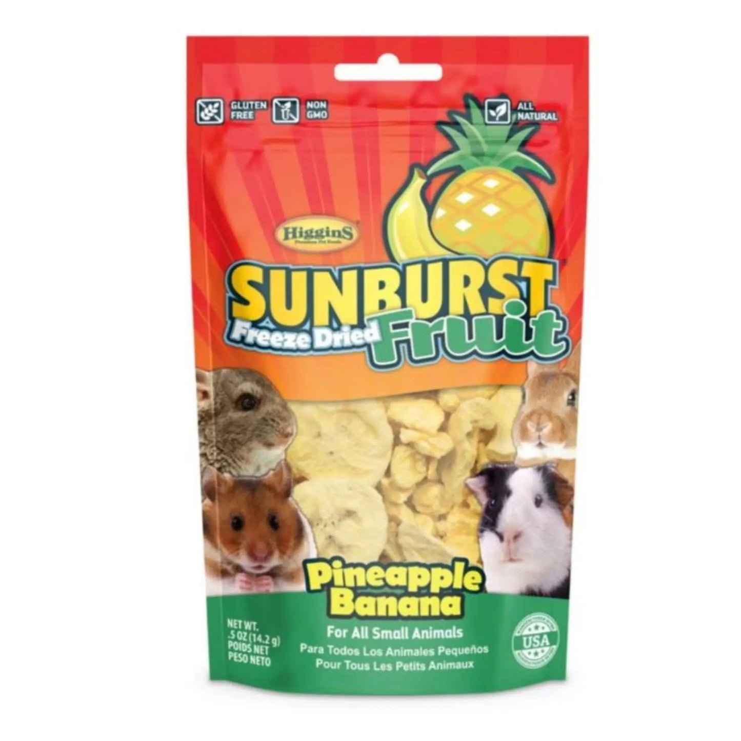 Higgins Sunburst Freeze Dried Fruit Small Animal Treat Pineapple/Banana .5oz. Higgins