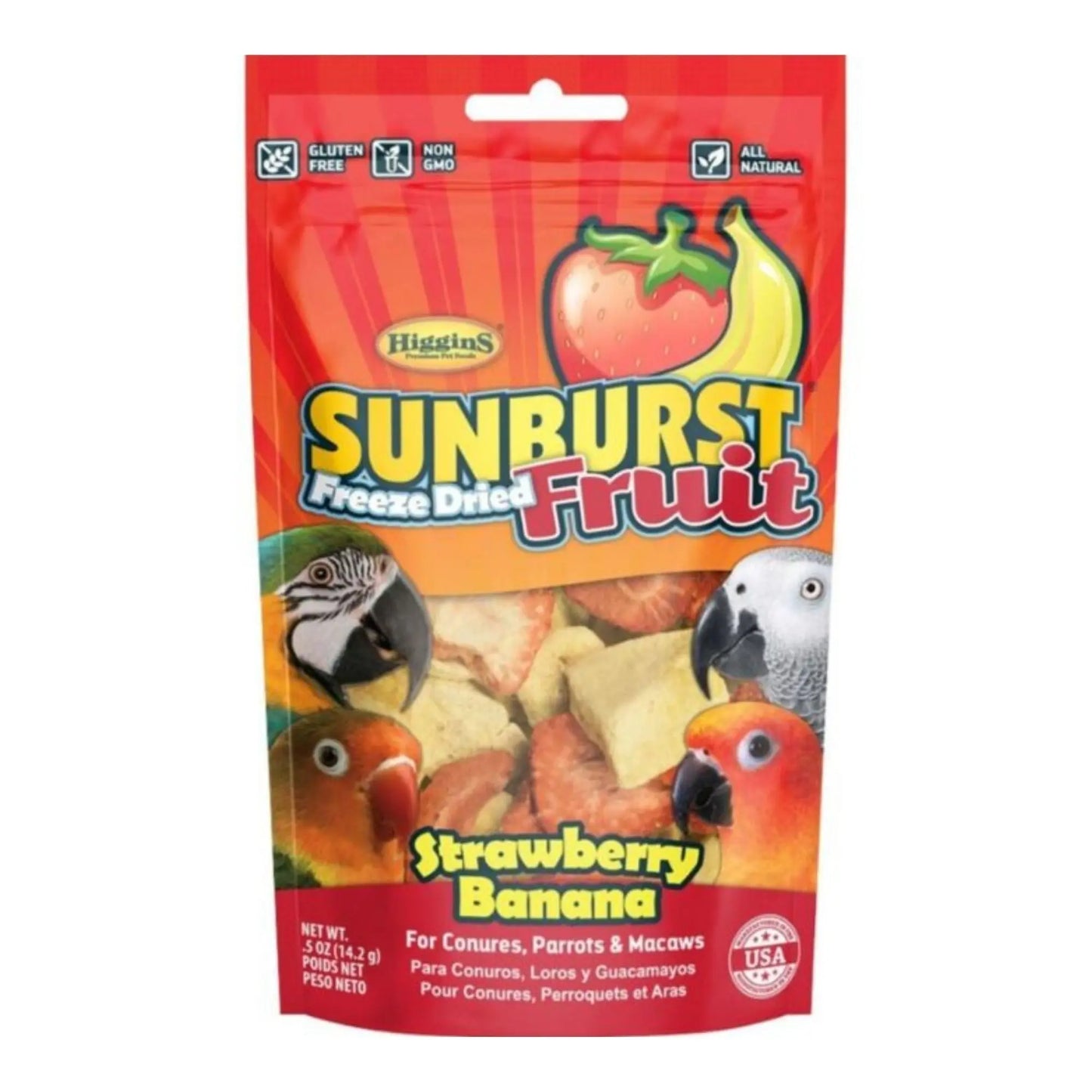 Sunburst Freeze Dried Fruit Avian Treat Strawberry/Banana .5oz. Higgins