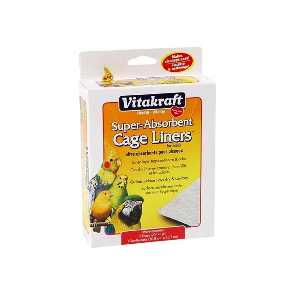 Vitakraft Super-Absorbent Cage Liners for Birds White 1ea/20 In X 18 in, 7 ct Vitakraft