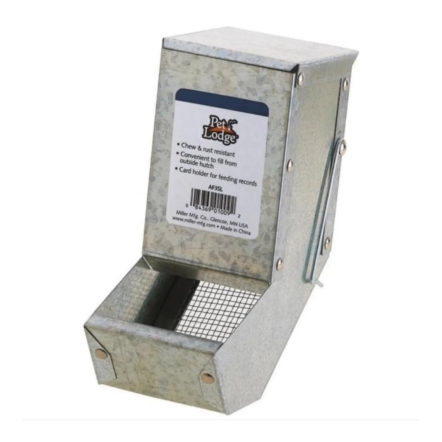 Pet Lodge Galvanized Feeder with Sifter Bottom & Lid 3 in. Pet Lodge