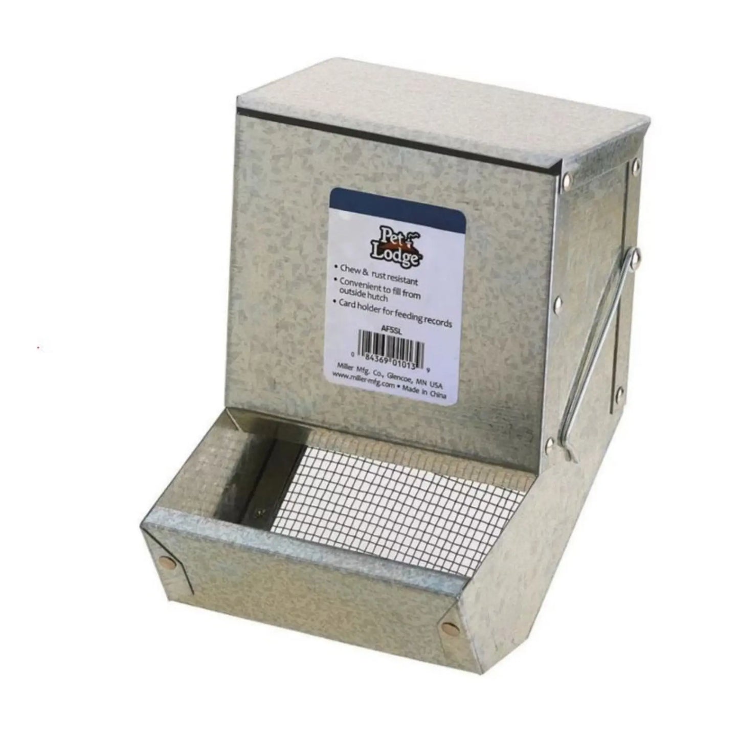 Pet Lodge Galvanized Feeder with Sifter Bottom & Lid 5 in. Pet Lodge