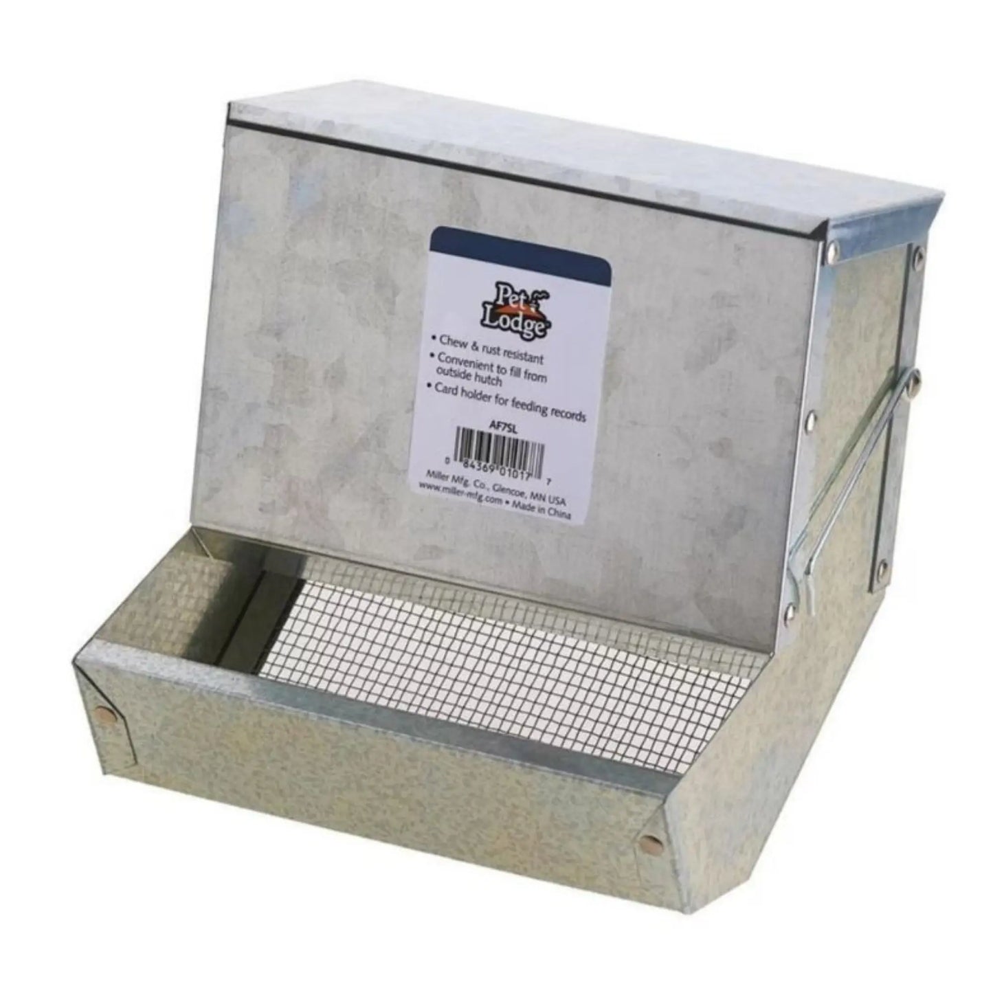 Pet Lodge Galvanized Feeder with Sifter Bottom & Lid 7 in. Pet Lodge