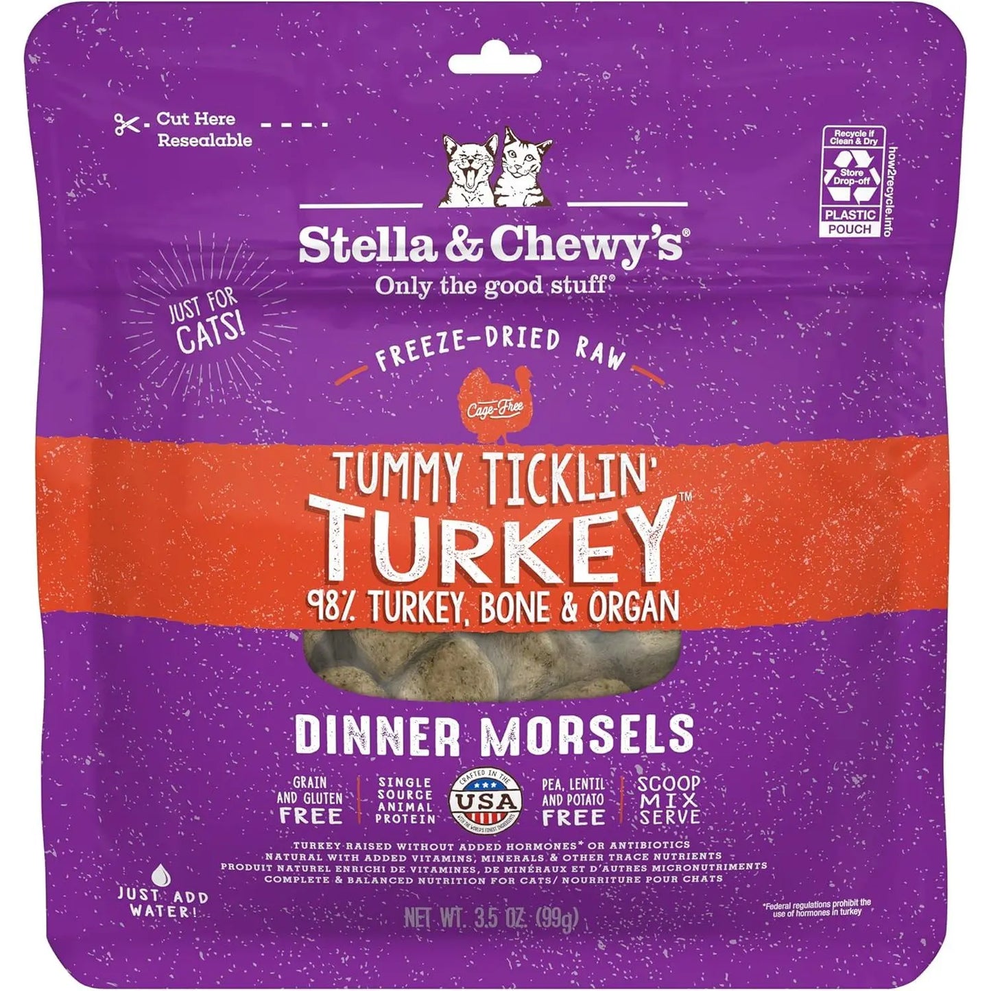Stella and Chewys Cat Freeze Dried Tummy Ticklin Turkey Dinner 3.5oz. Stella & Chewys
