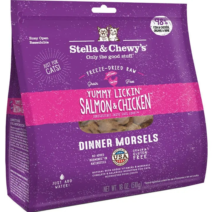 Stella and Chewys Cat Freeze-Dried Dinner Yummy Salmon and Chicken 18oz. Stella & Chewys