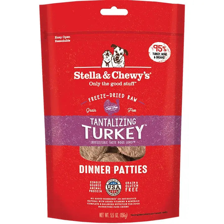 Stella And Chewys Freeze Dried Tantalizing Turkey Dinner Patties 5.5oz. Stella & Chewys