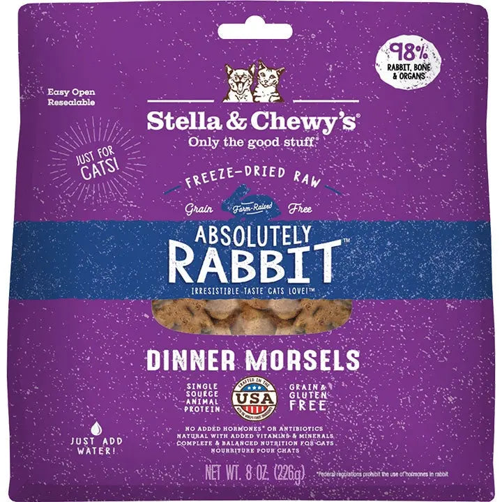 Stella and Chewys Cat Freeze-Dried Rabbit Dinner 8oz. Stella & Chewys