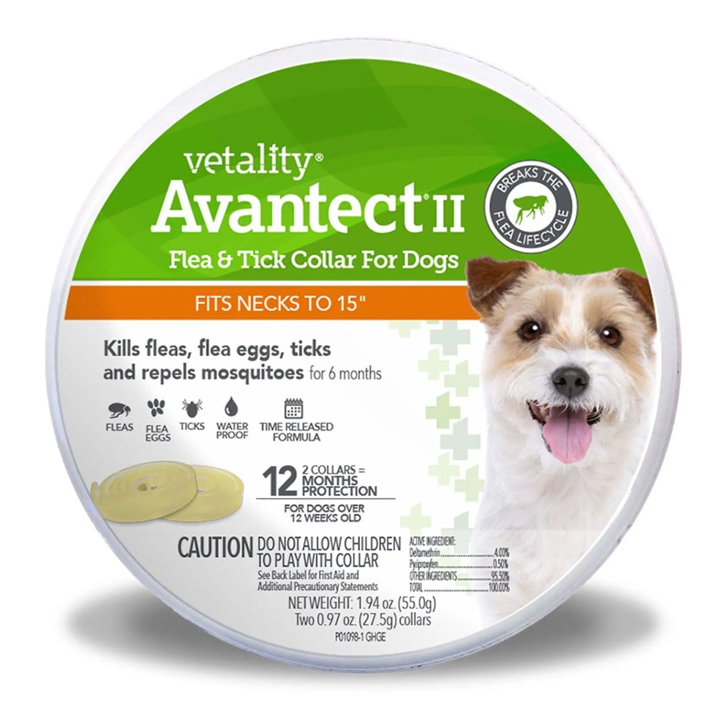 Vetality Avantect II Flea Tick Collar for Dogs 1ea/15 in, 2 ct Vetality