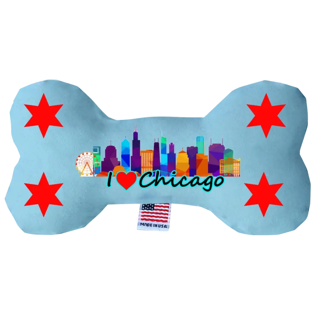 Chicago Plush Dog Bone Toy 8in American Leashworks