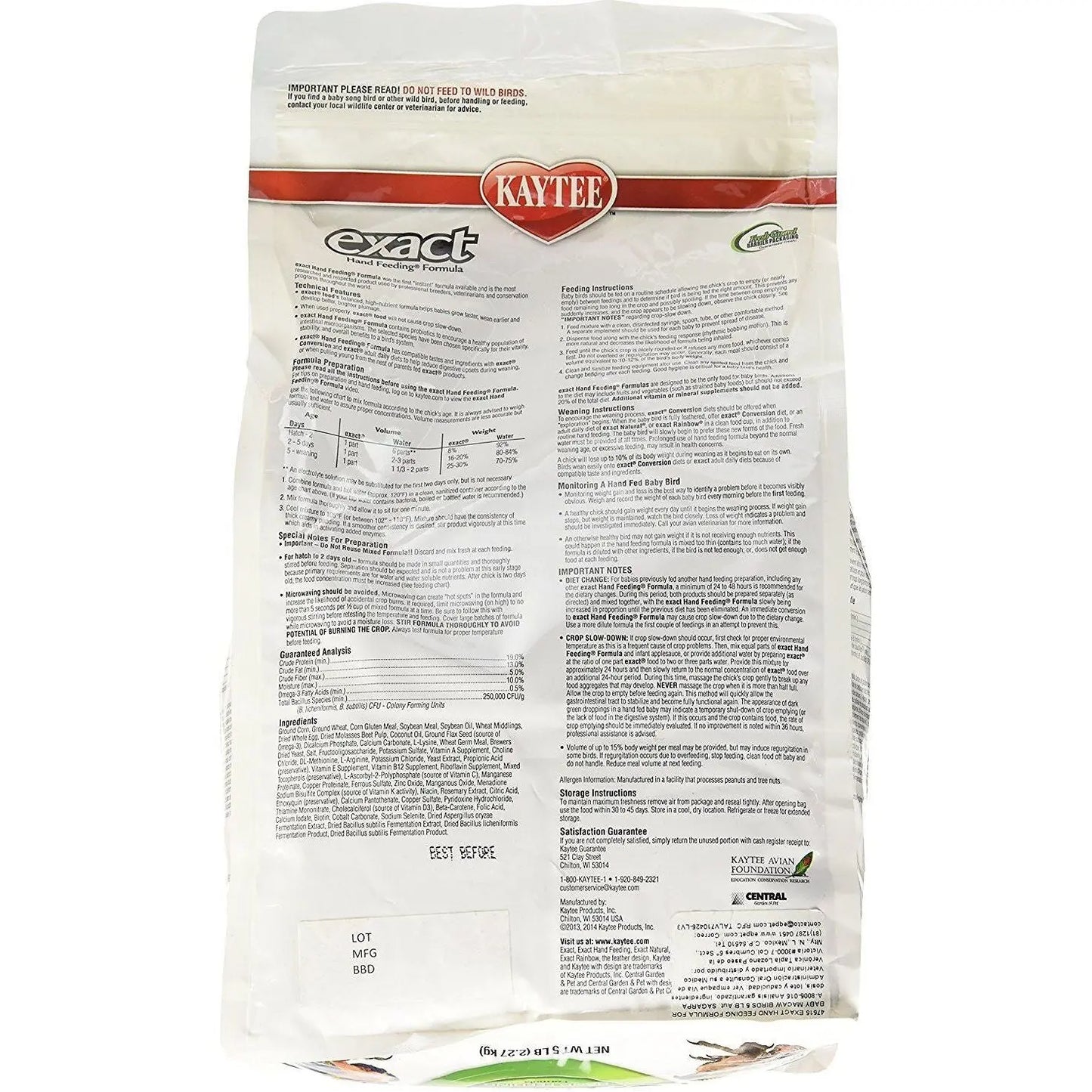 Kaytee Exact Handfeeding -- Baby Macaw 1ea/5 lb Kaytee