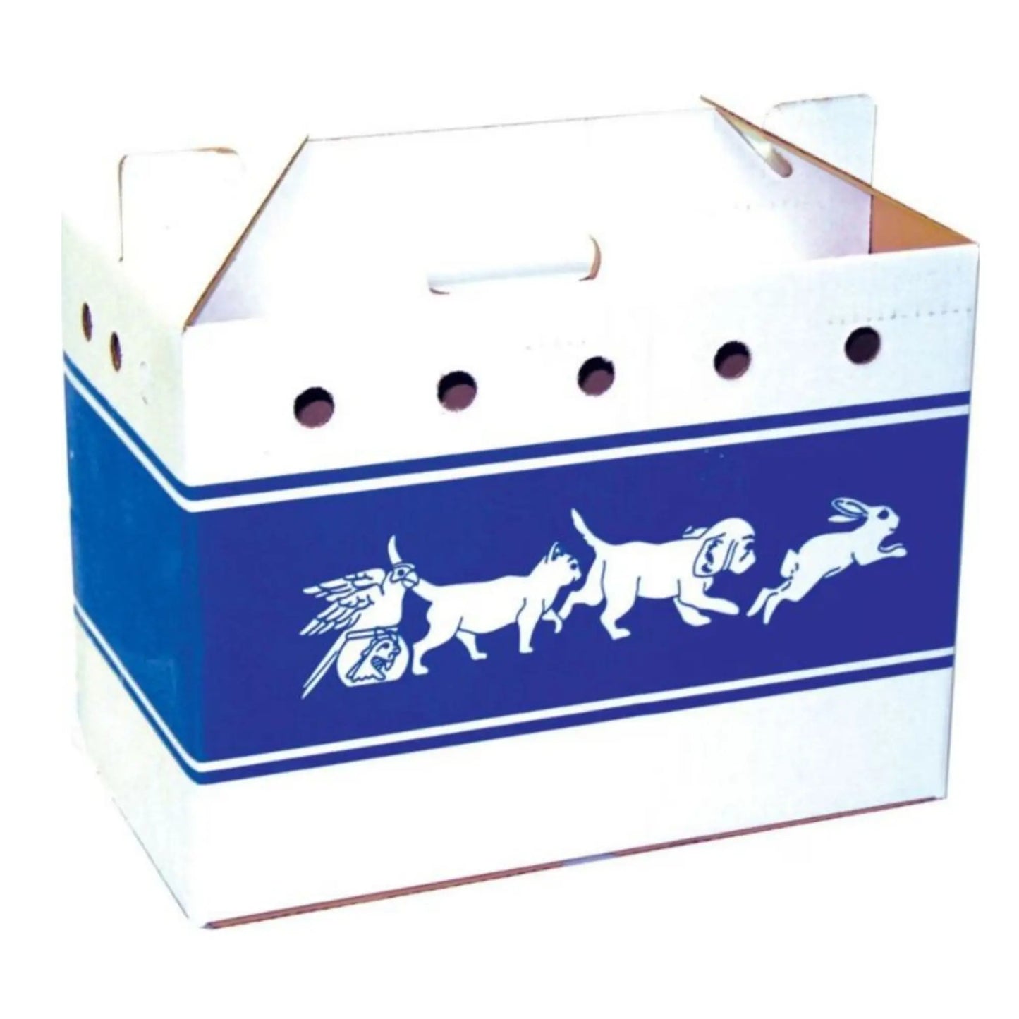 Cardboard Pet Tote Blue/White 6x 4 x 6 in. (Case of 25) Innovative Packaging