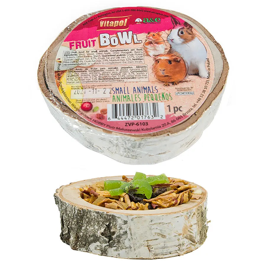 A &E Cages Vitapol Wooden Treat Fruit Bowl 1ea-One Size A & E Cages