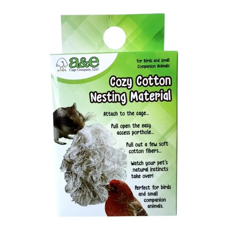 A & E Cages Cozy Cotton Nesting Material for Small Animal & Companion Bird 1ea/One Size A & E Cages