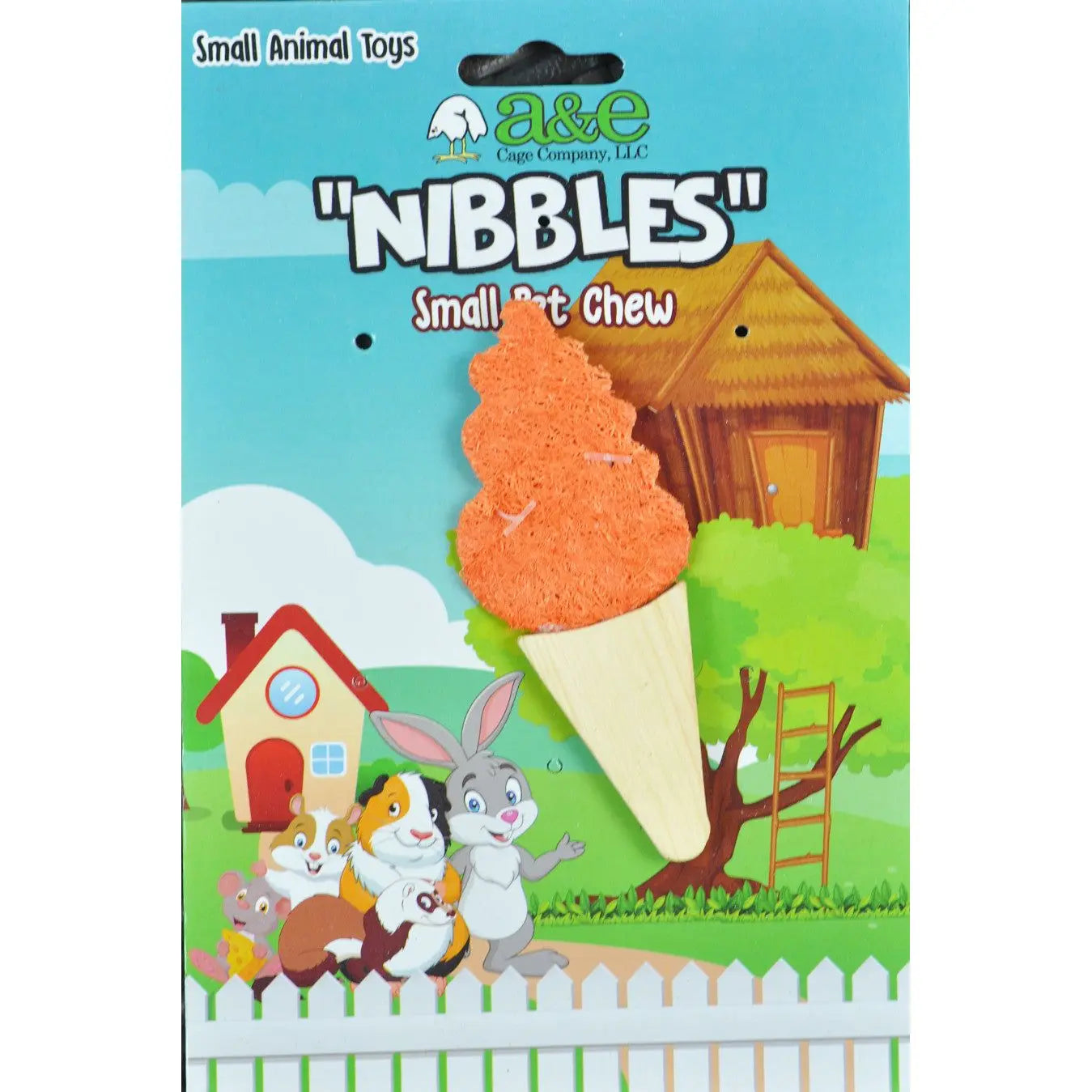 A &E Cages Nibbles Small Animal Loofah Chew Toy Ice Cream Cone; 1ea A & E Cages