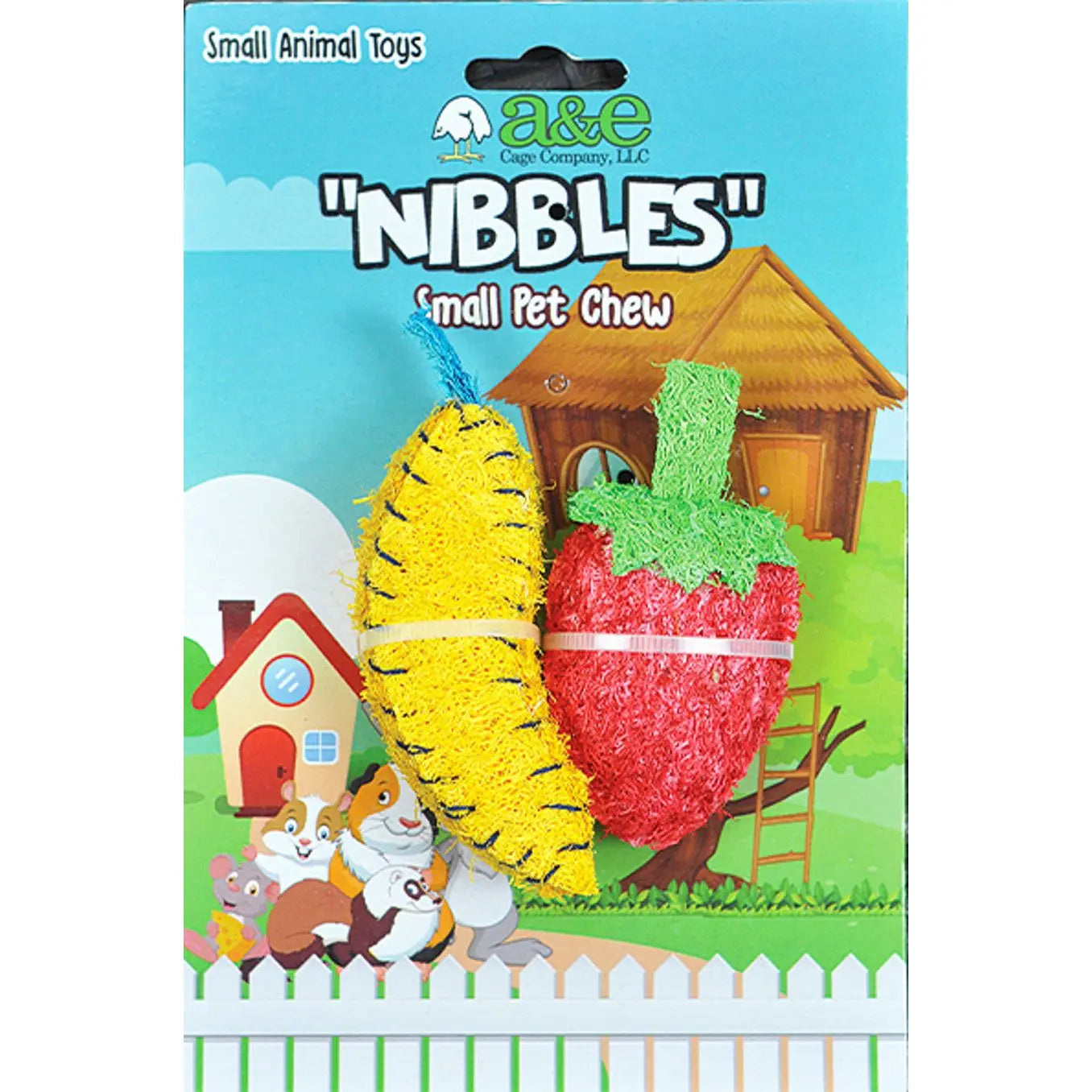 A &E Cages Nibbles Small Animal Loofah Chew Toy Banana Strawberry; 1ea A & E Cages