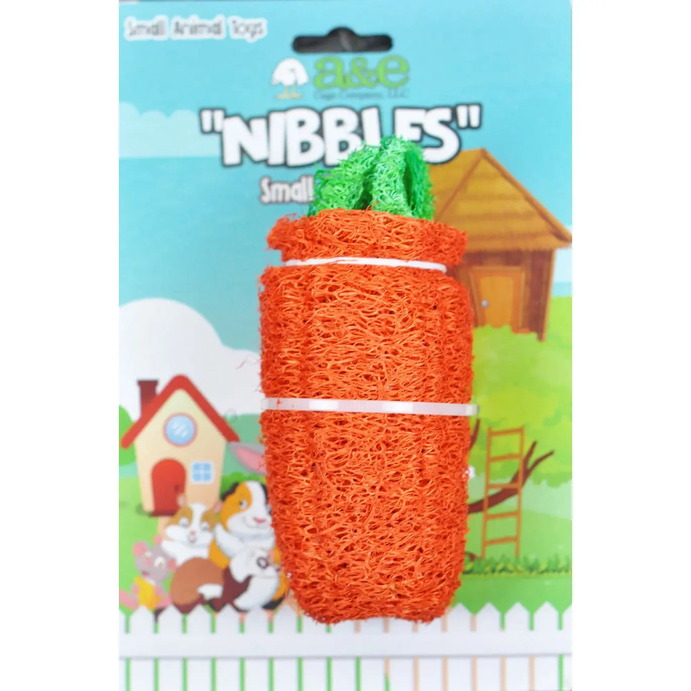 A &E Cages Nibbles Small Animal Loofah Chew Toy Large Carrot; 1ea A & E Cages