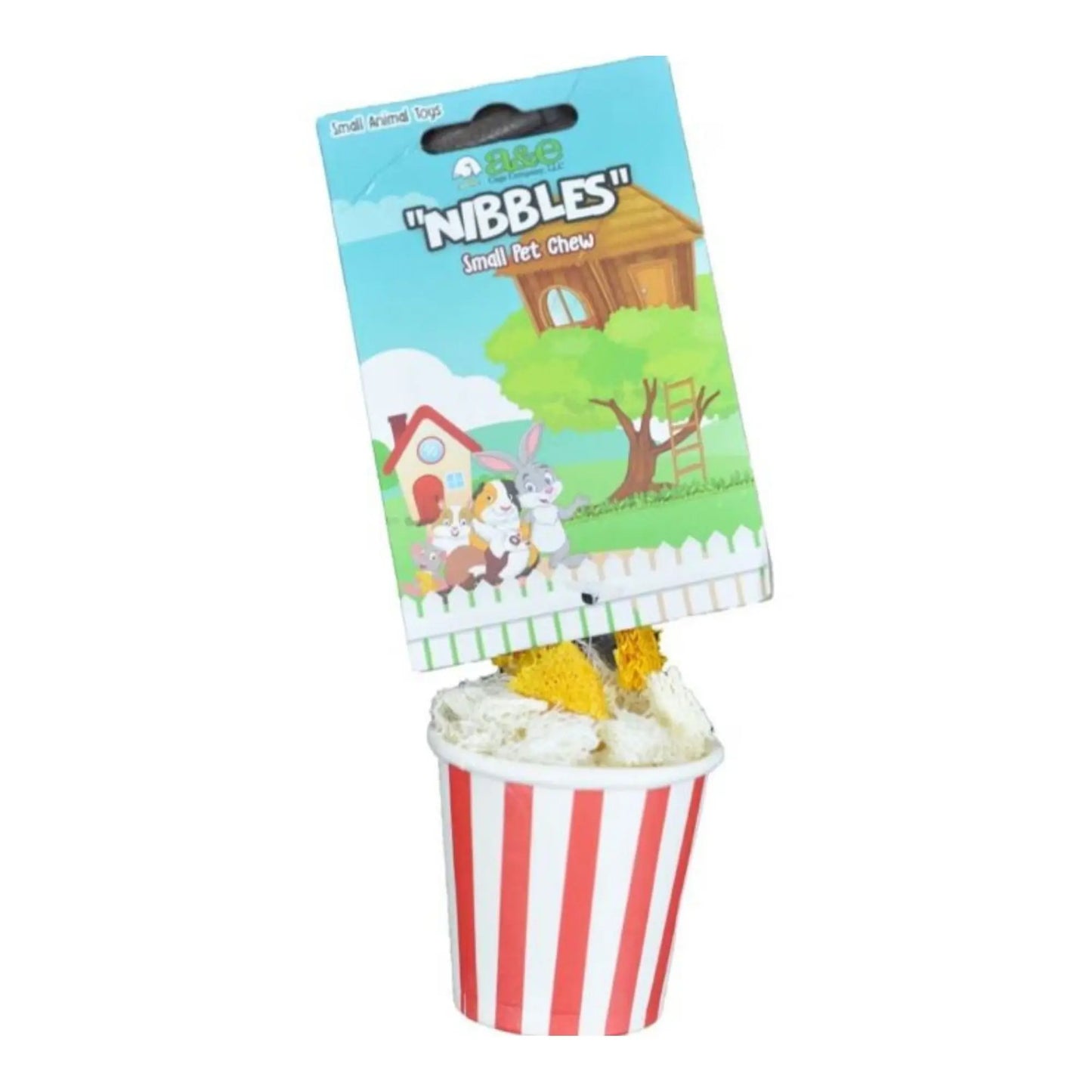 A &E Cages Nibbles Small Animal Loofah Chew Toy Popcorn; 1ea A & E Cages