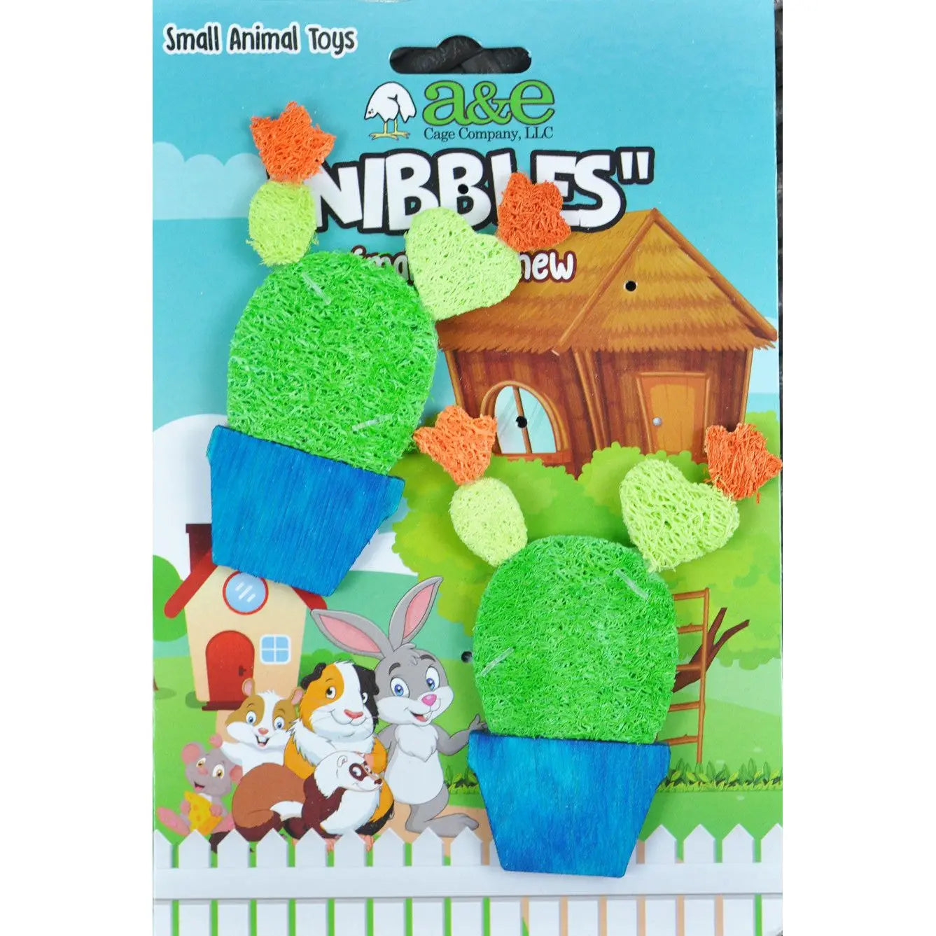 A &E Cages Nibbles Small Animal Loofah Chew Toy Potted Cactus; 1ea A & E Cages