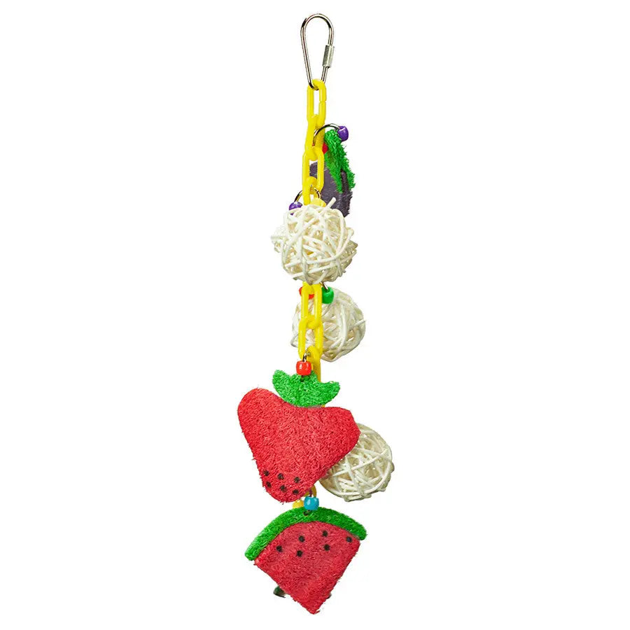 A and E Cages Happy Beaks Fruit and Vegetables on Chain Bird Toy One Size A & E Cages